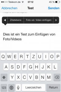 Foto/Video in iPhone Mail einfügen